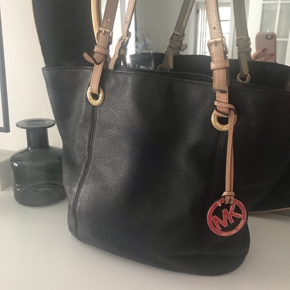SOLD Michael Kors Black Leather Tote Handbag